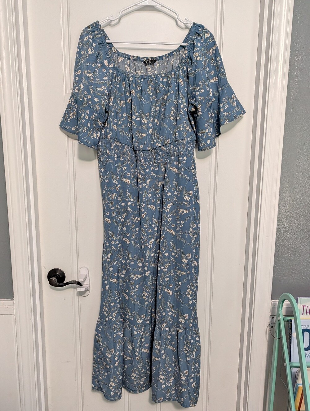 BloomChic Blue Floral Short Sleeve Dress - Picture 3 of 9